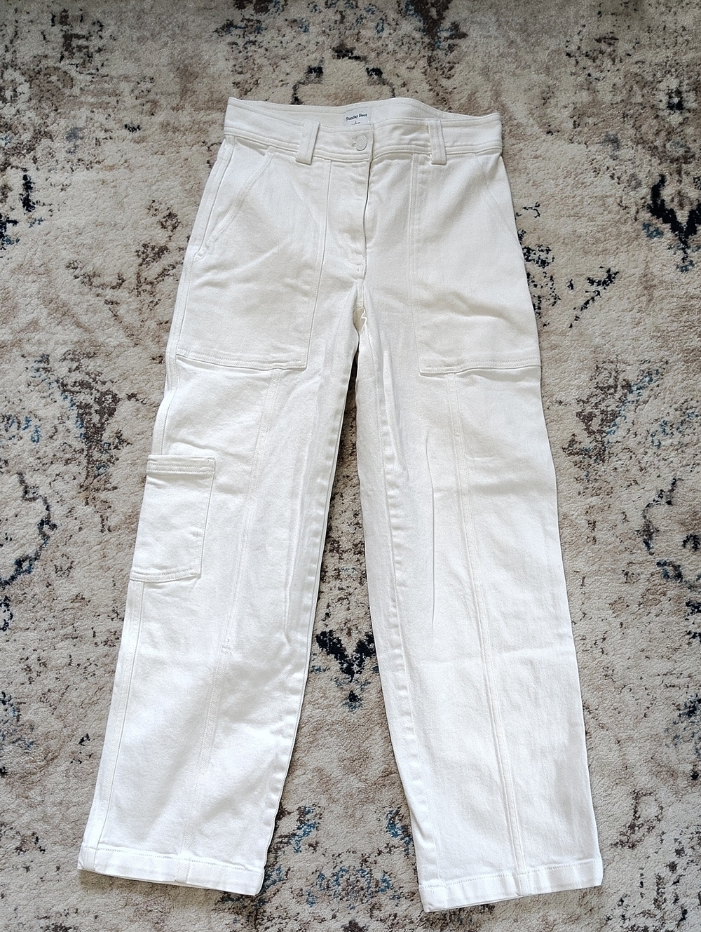 Sunday Best White Straight-Leg Cargo Jeans